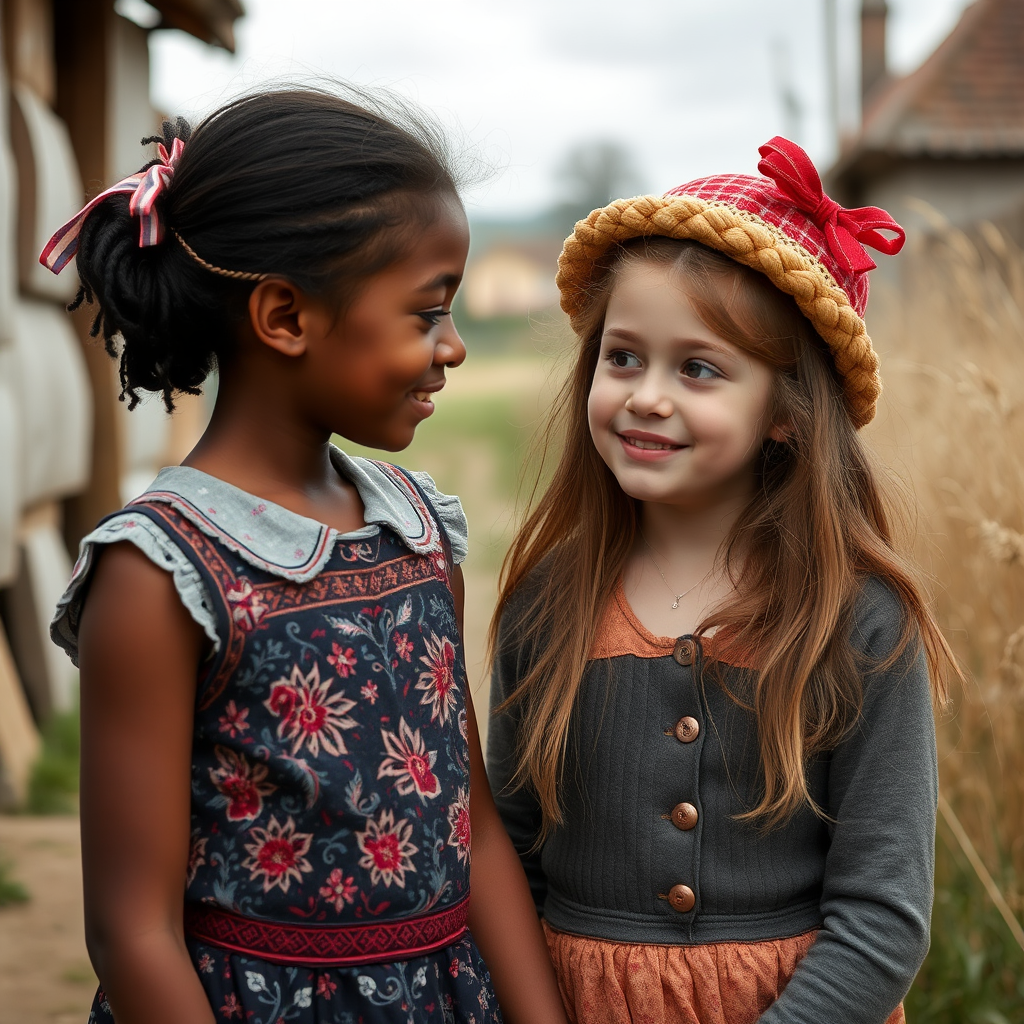 A British girl teaches English to village girl.