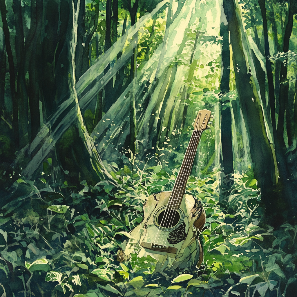 A Broken Guitar in Enchanted Forest