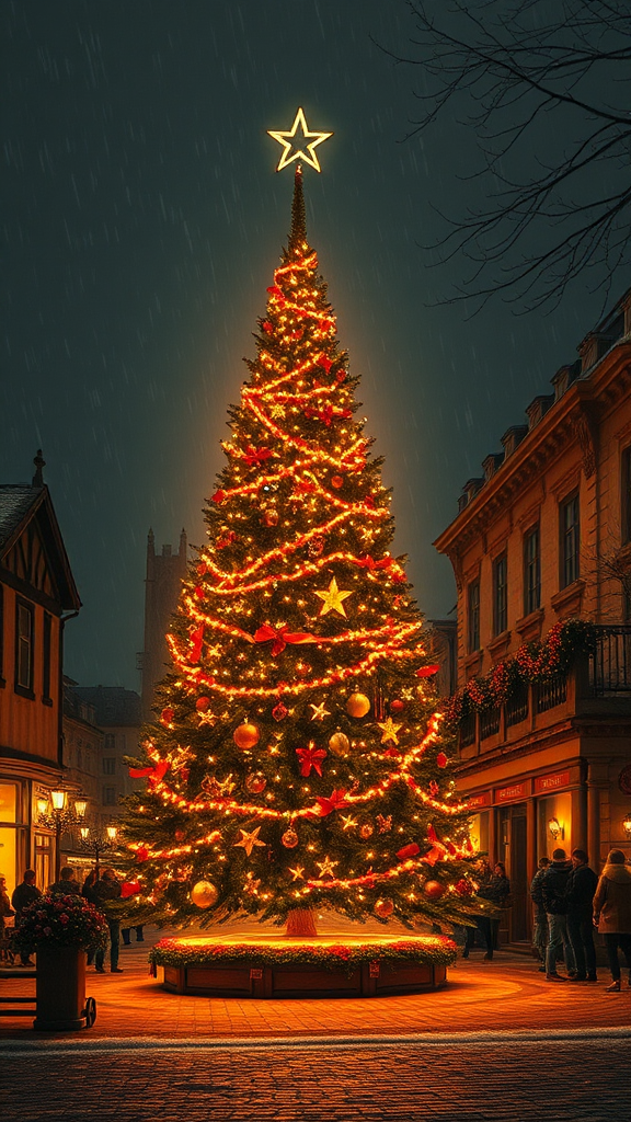 A Burning Christmas Tree in Town Square.