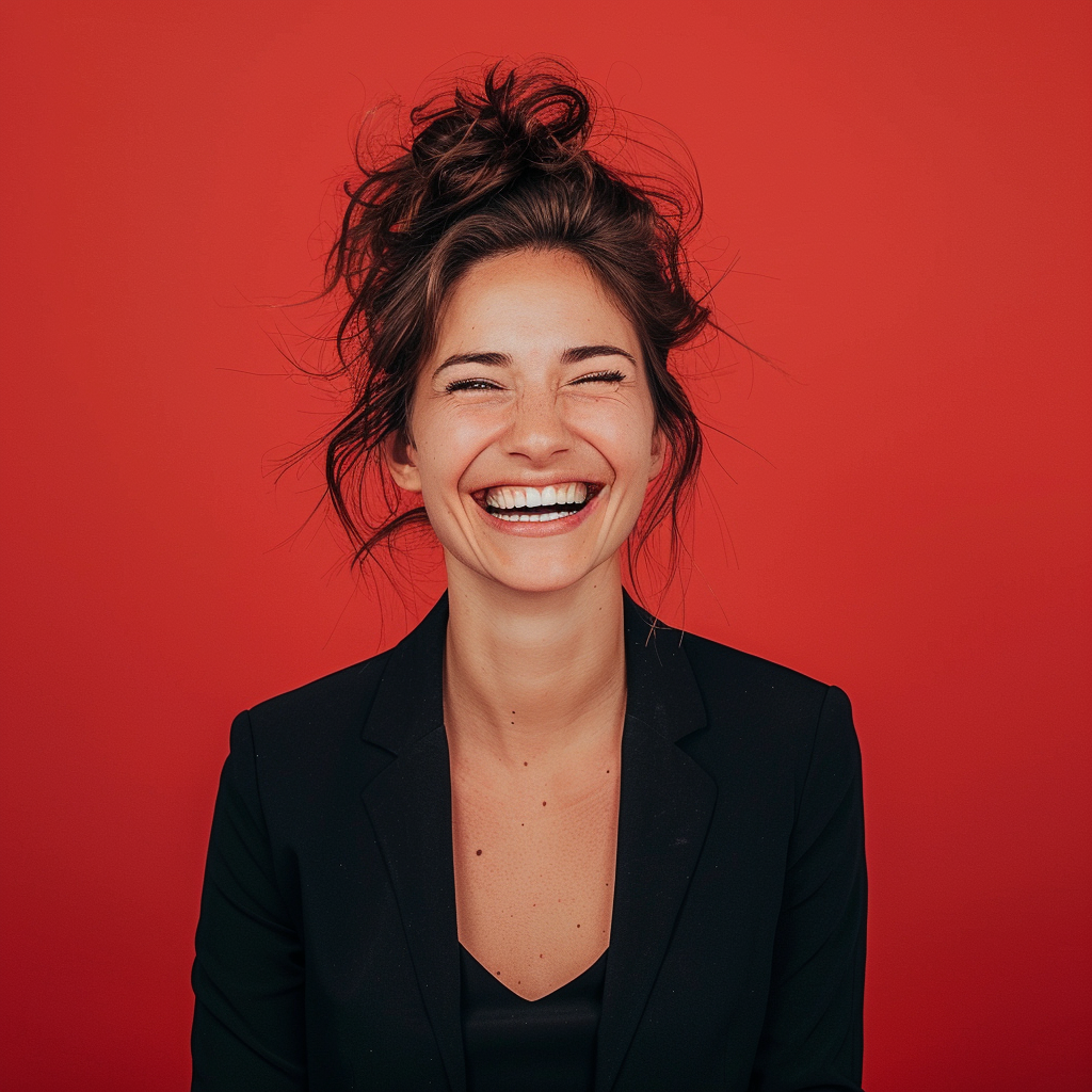 A Business Woman Smiling in a Studio Photo