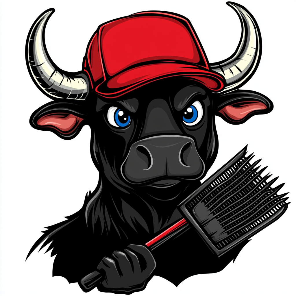 A Cartoon Bull with Blue Hat Logo