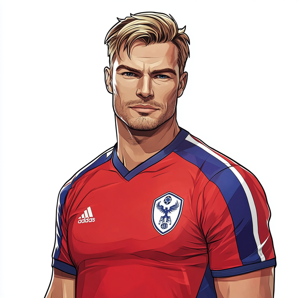 A Cartoon Football Player in Red Jersey