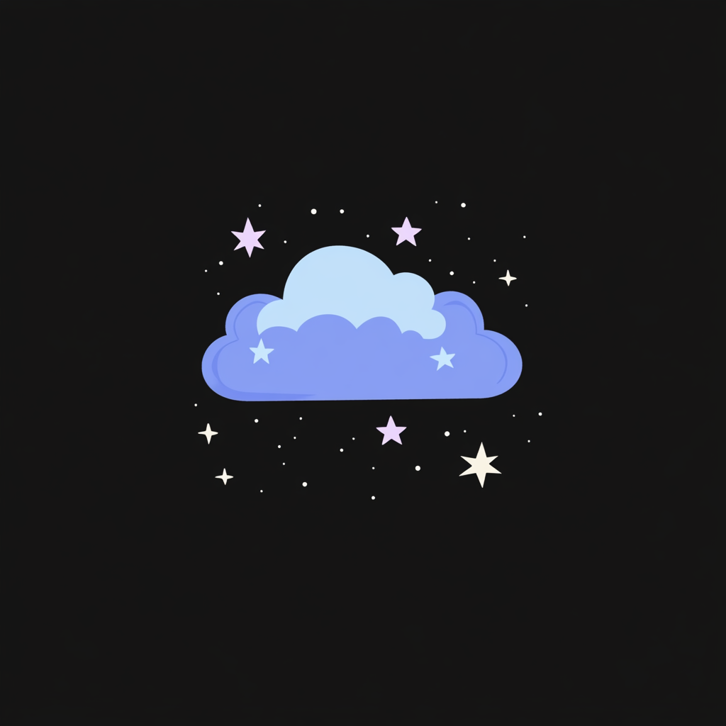 A Cartoon Logo of Blue Cloud with Stars