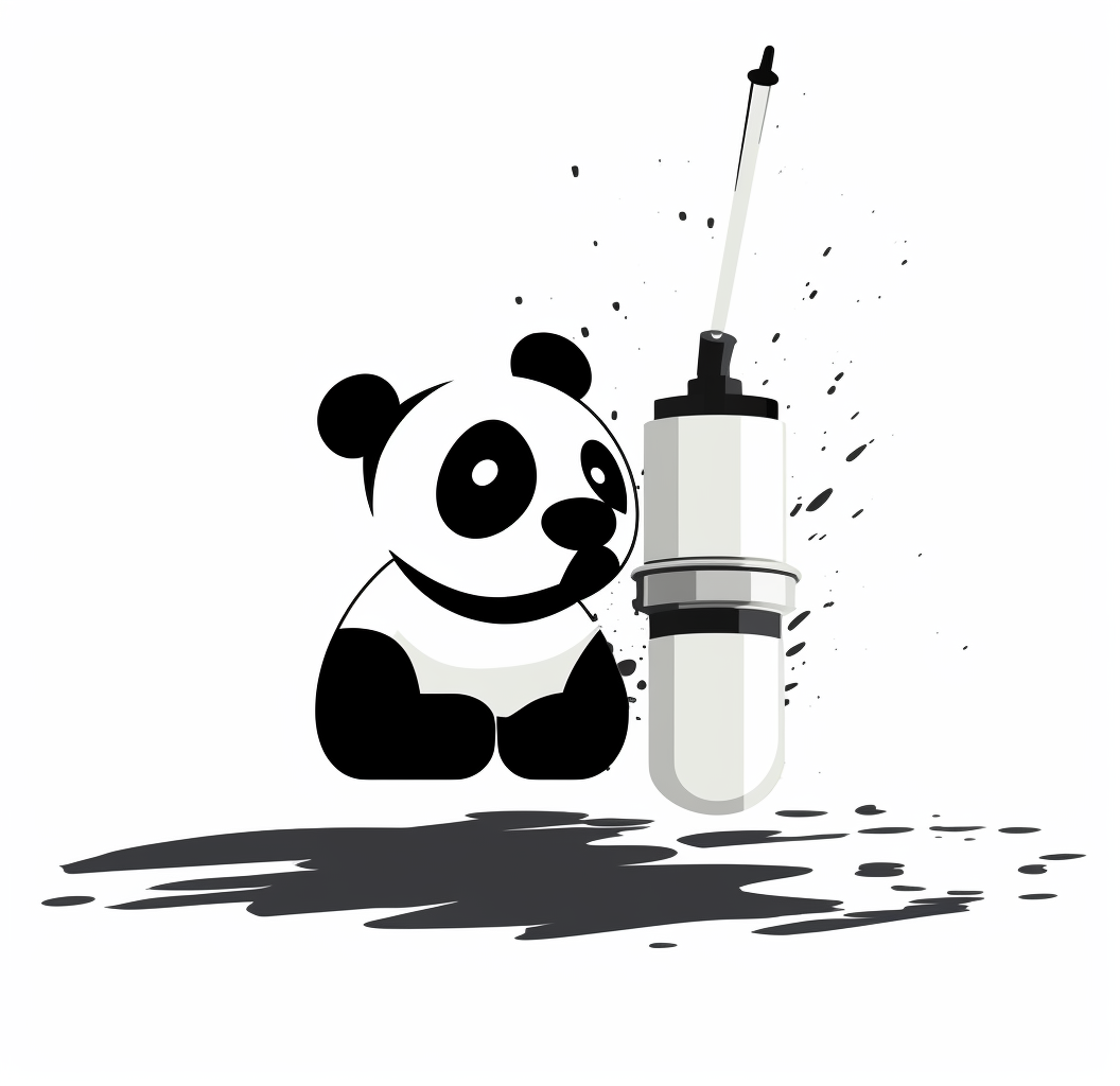 A Cartoon Panda With Fountain Pen Logo