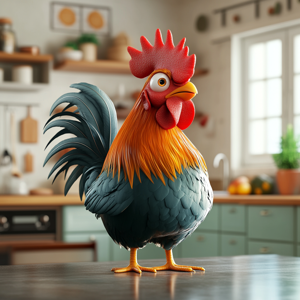 A Cartoon Rooster with Health Benefits Illustration