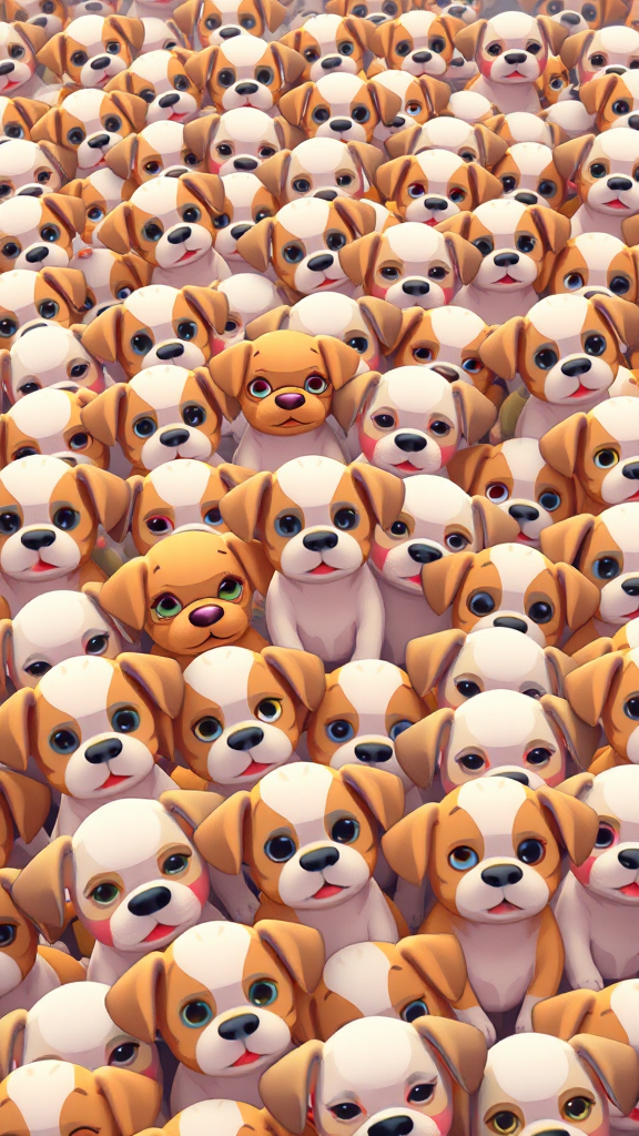 A Cartoon of Thousands Little Puppies