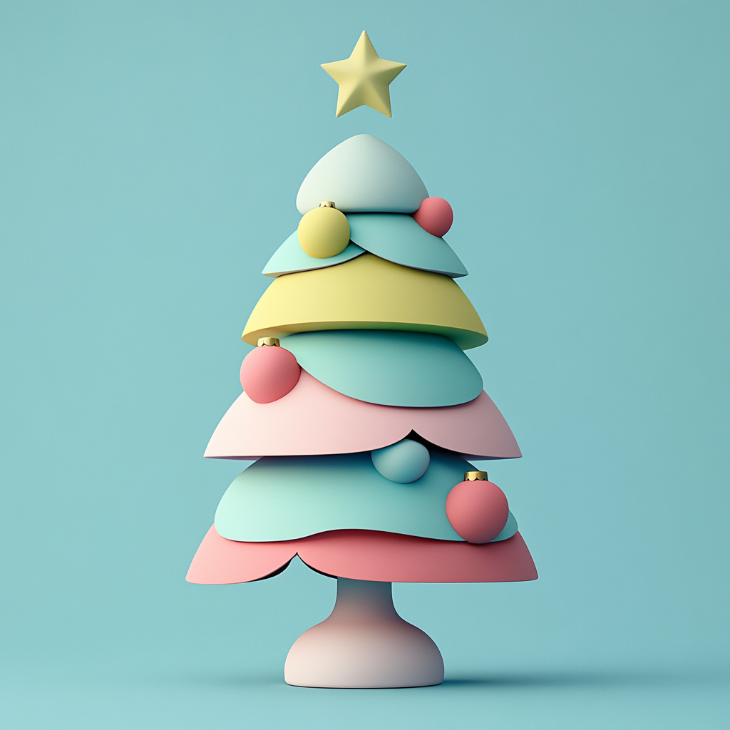 A Cartoonish Christmas Tree with Retro Vibe