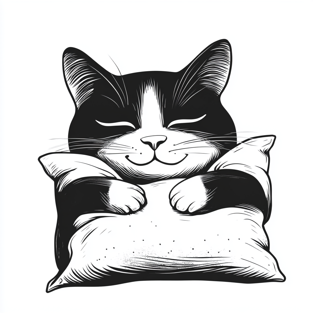 A Cat Napping on Cat Food Pillow