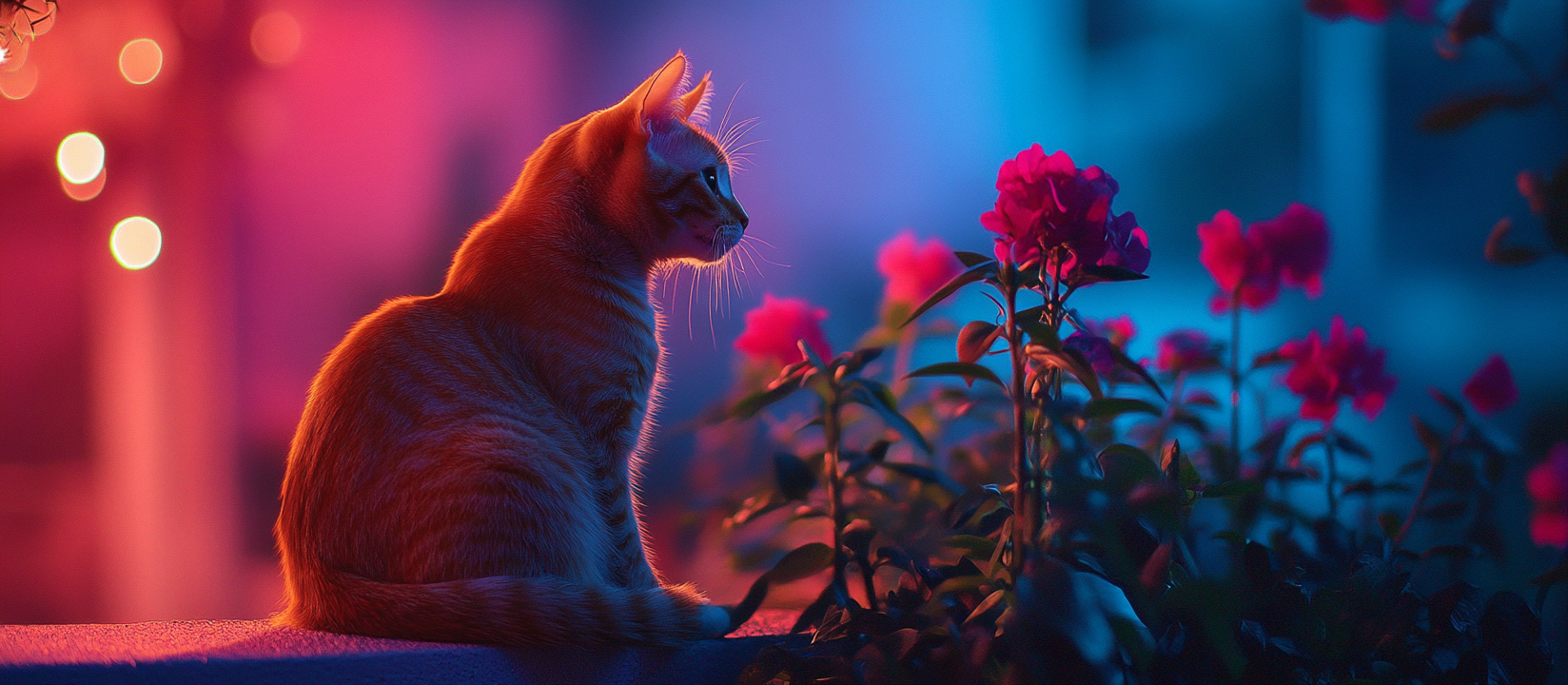 A Cat on Rooftop at Night with Stars