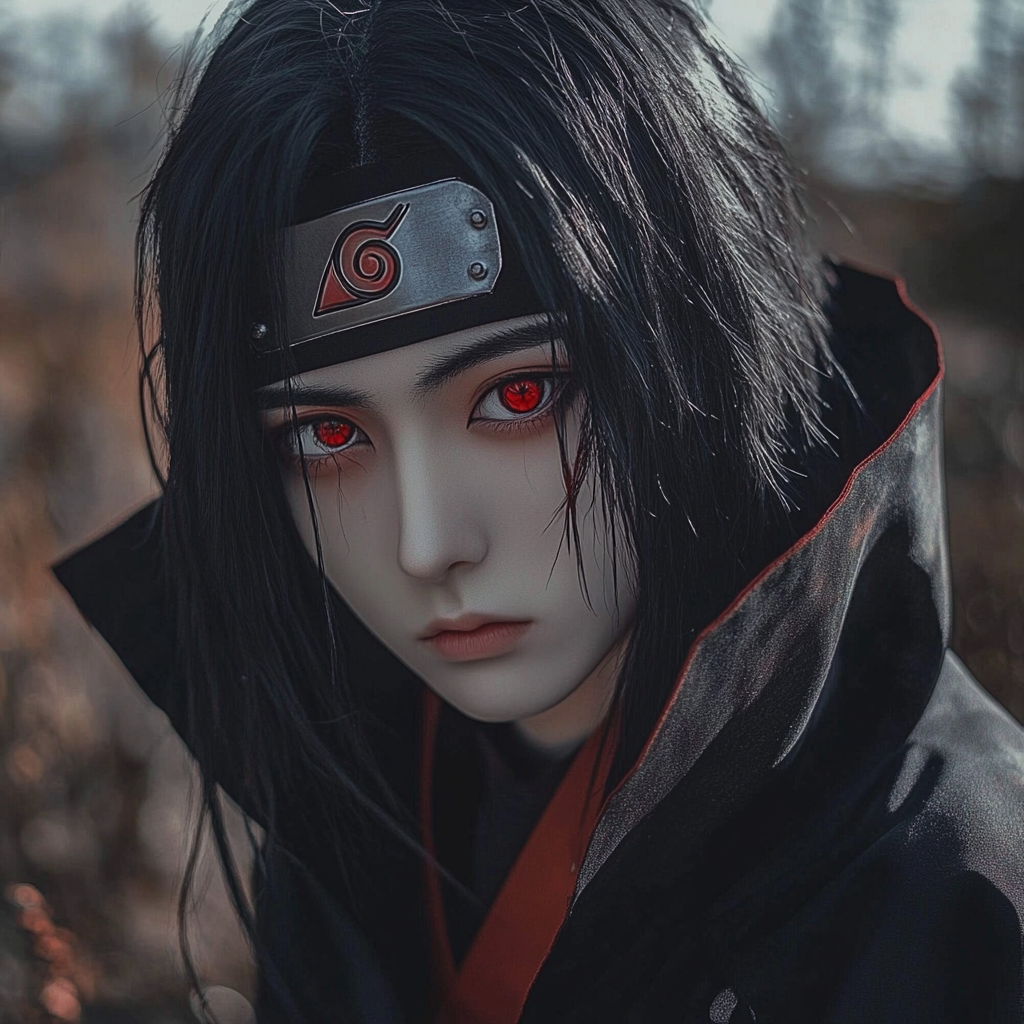 A Character with Black Hair and Red Eyes