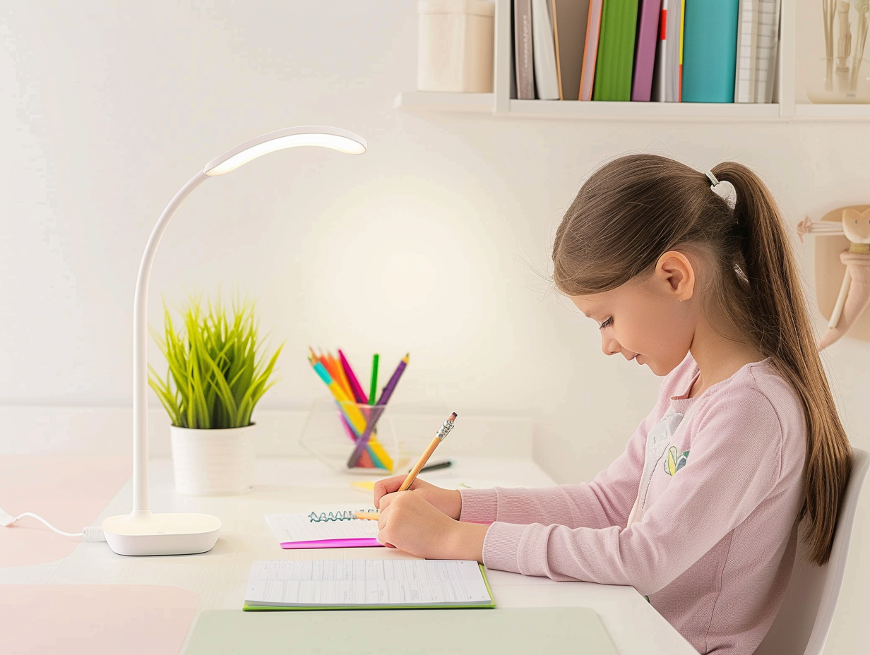 A Child's Studying Corner with LED Lamp