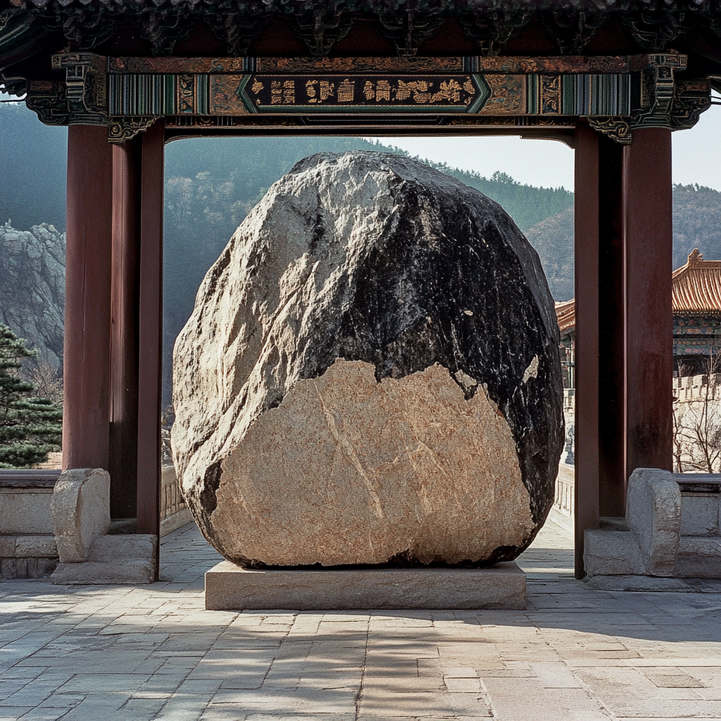 A Chinese Big Rock Decoration at the Gate