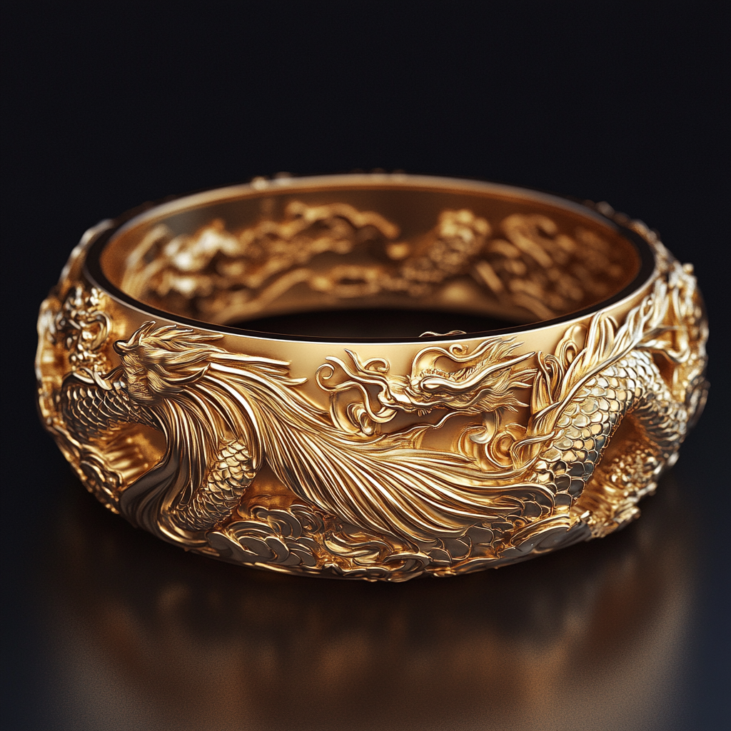 A Chinese Wedding Bracelet with Phoenix and Dragon