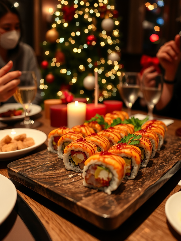 A Christmas Party with Sushi and Friends