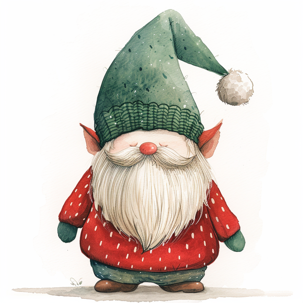 A Christmas gnome in red sweater and hat