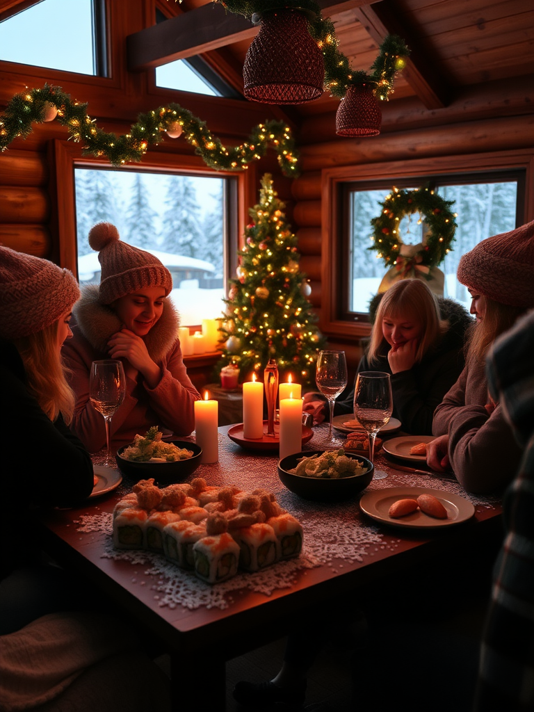 A Christmas party with sushi in Norway.