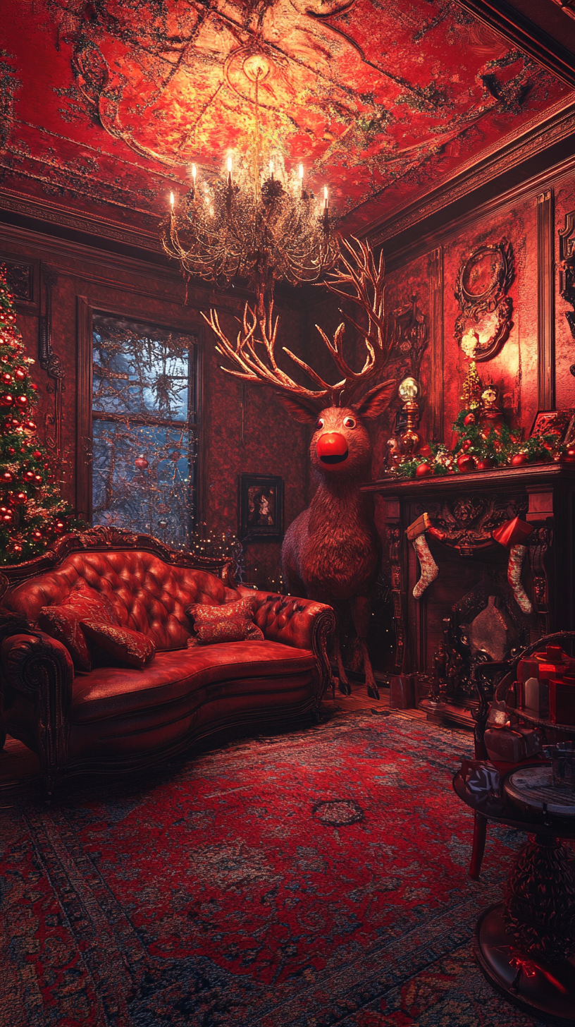 A Christmas room with a cute monster.