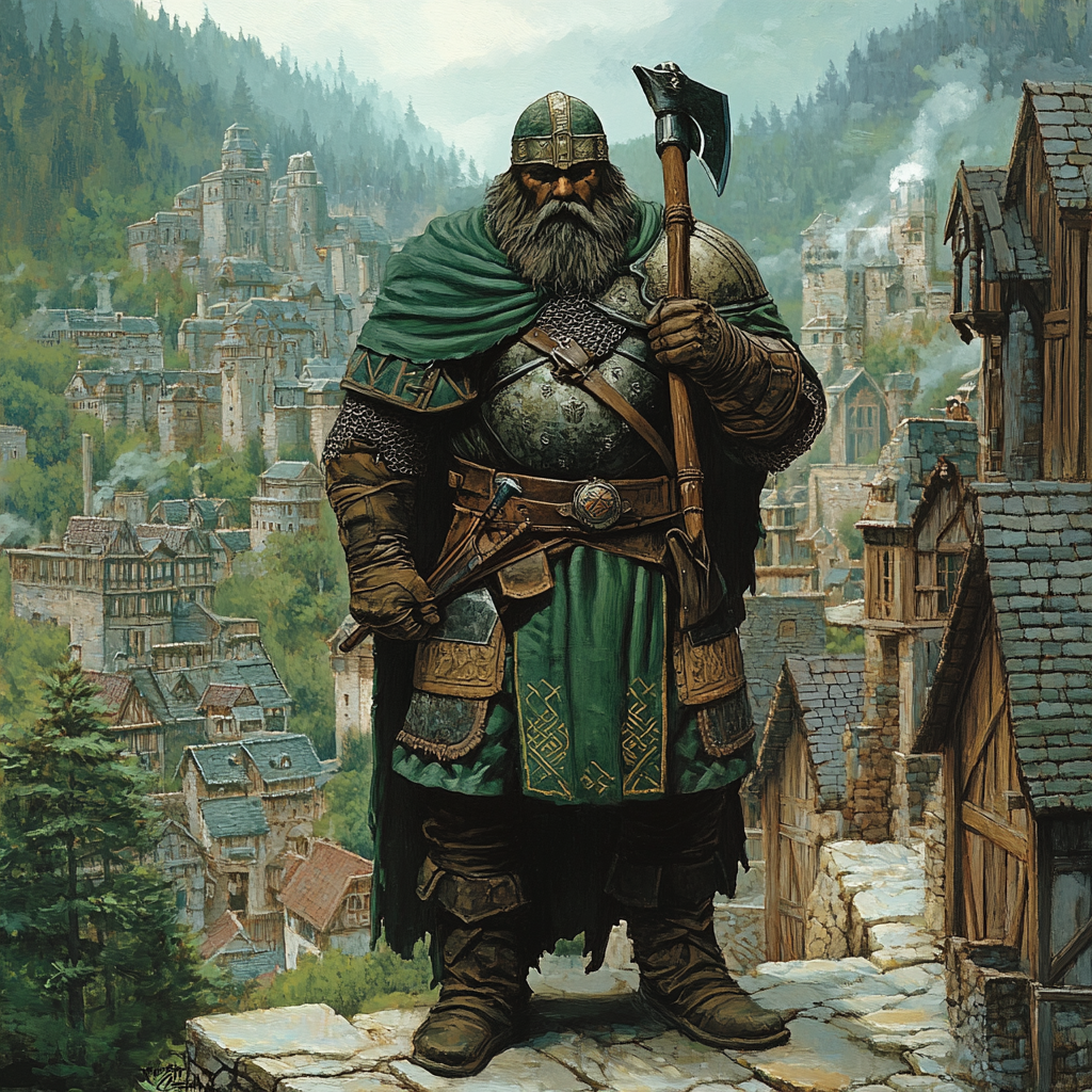 A City Guard in Padded Armor and Axe