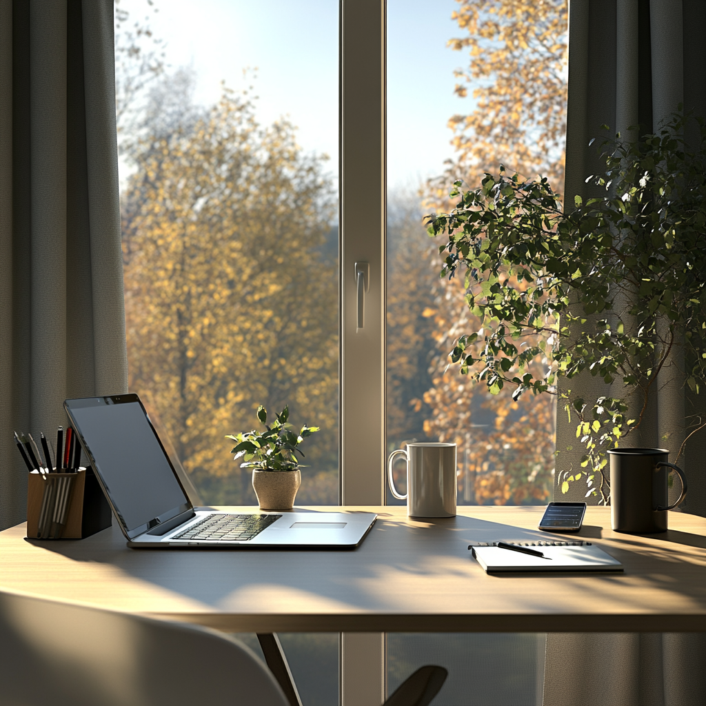 A Clean Desk in Modern Home Office Environment