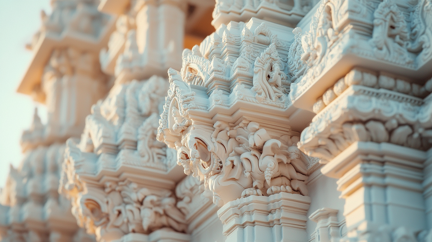 A Close-Up Shot of A Beautiful Indian Temple