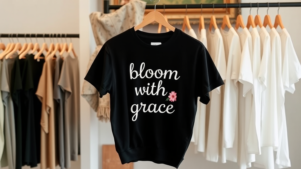 A Clothing Store Showcasing Bloom with Grace T-Shirt