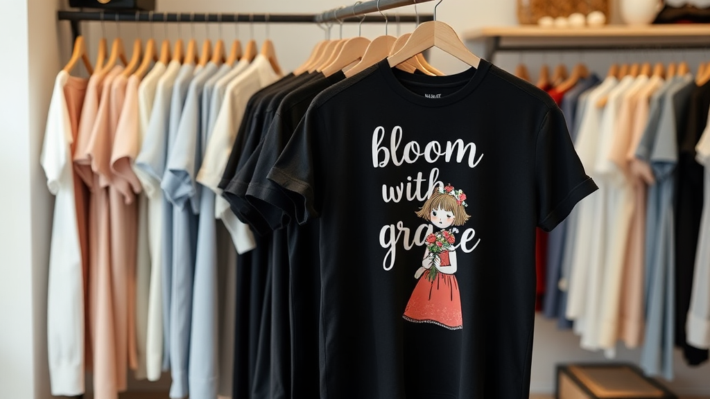 A Clothing Store with 'Bloom with Grace' T-shirt