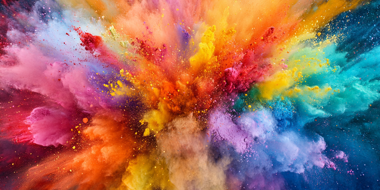 A Colorful Explosion: Powder and Brush Art Display