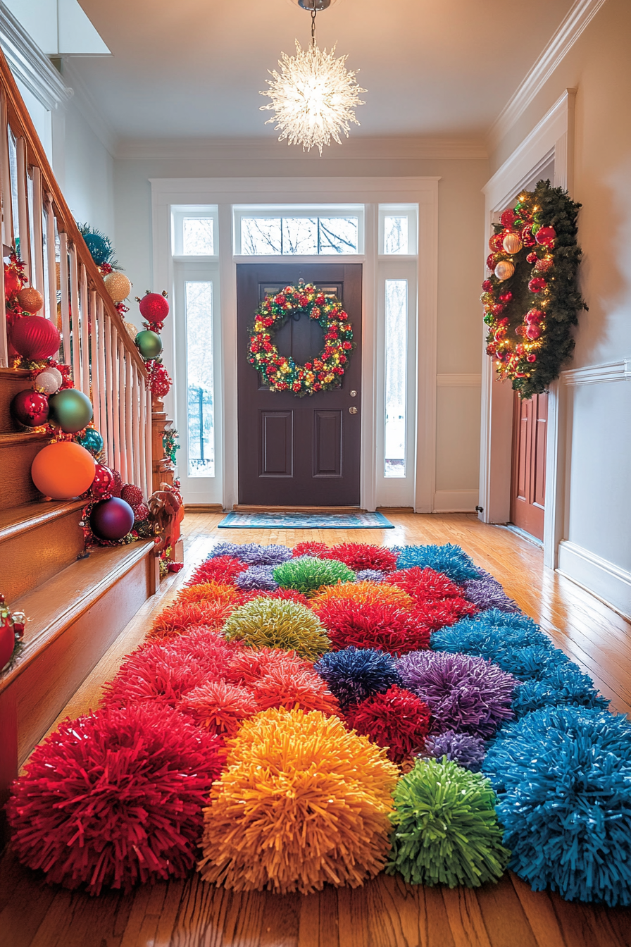 A Colorful Festive Christmas Apartment Entryway