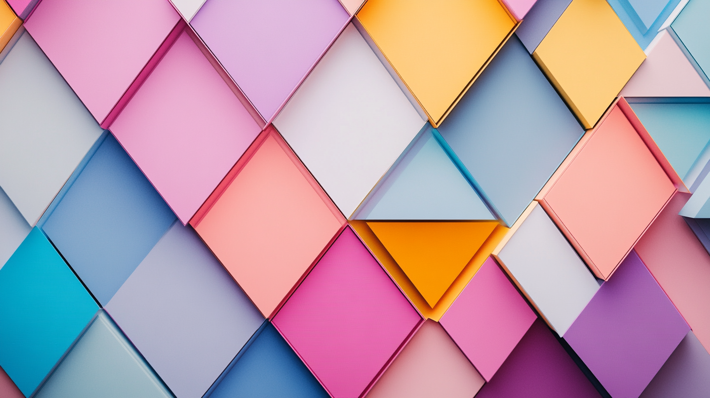 A Colorful Geometric Composition in Pink, Blue, and Purple