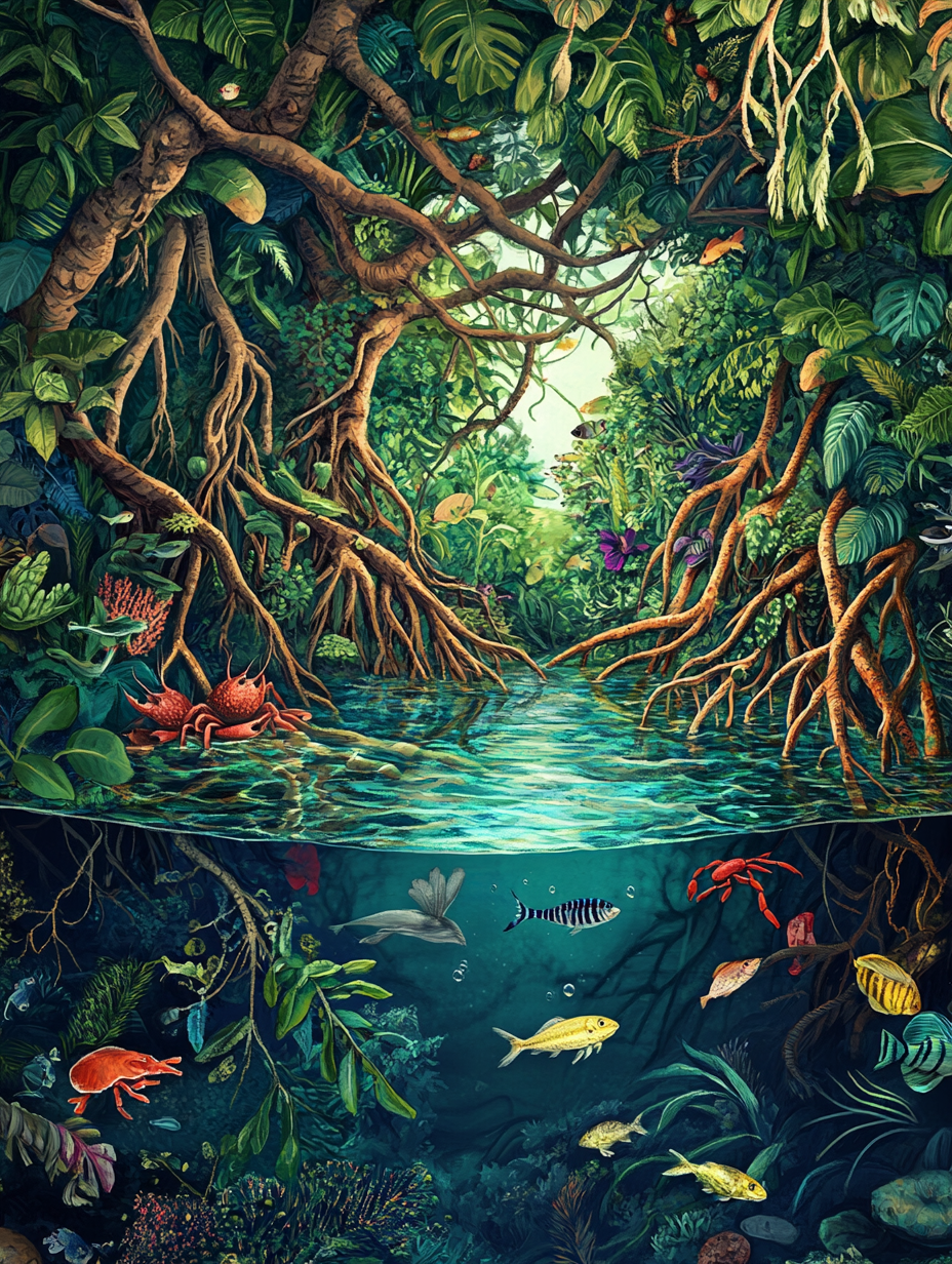 A Colorful Mangrove Ecosystem Carpet Design