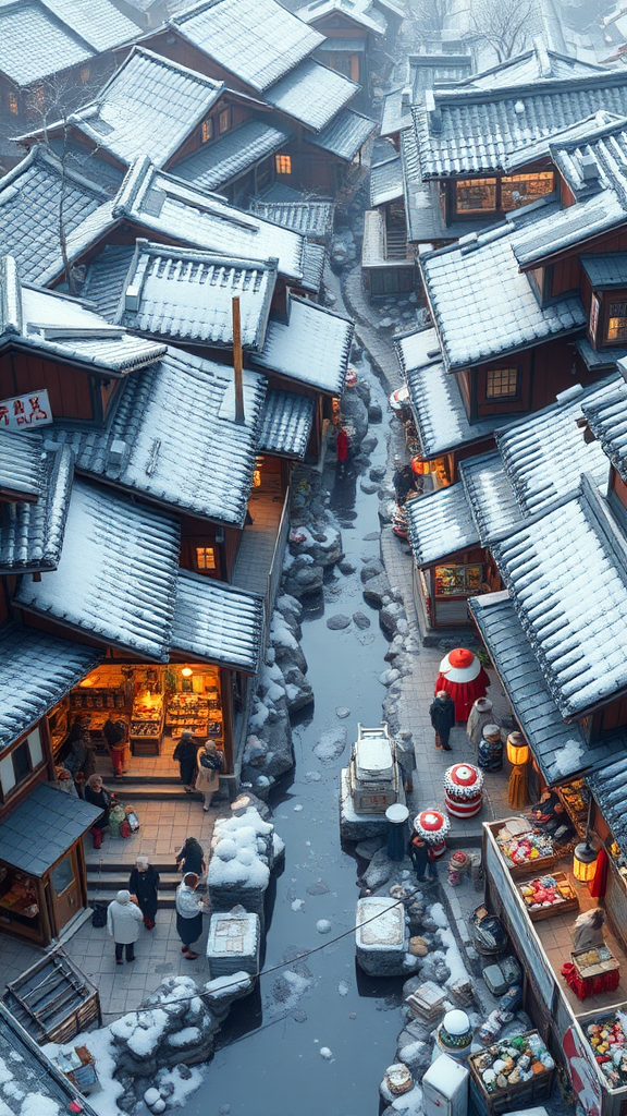 A Colorful Old Japanese Market in Winter