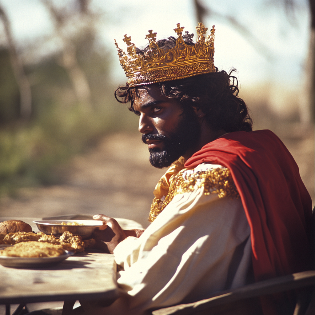 A Crowned Jesus at Dinner Table