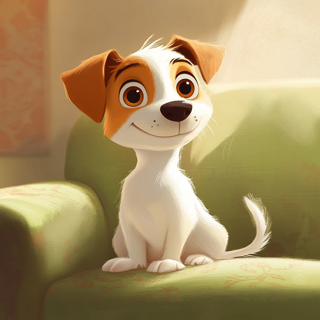 A Curious Pixar Dog on the Couch