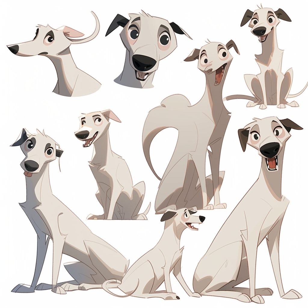 A Cute, Small Male Whippet Dog's Expressions