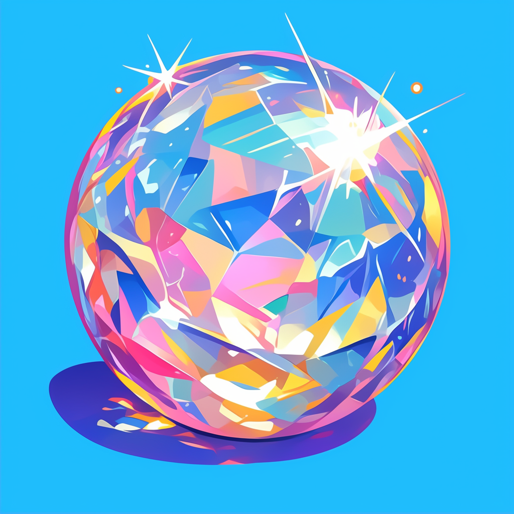 A Cute Cartoon Crystal Ball in Bold Colors