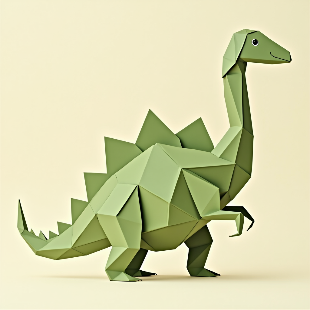 A Cute Dinosaur Designed in Origami Style