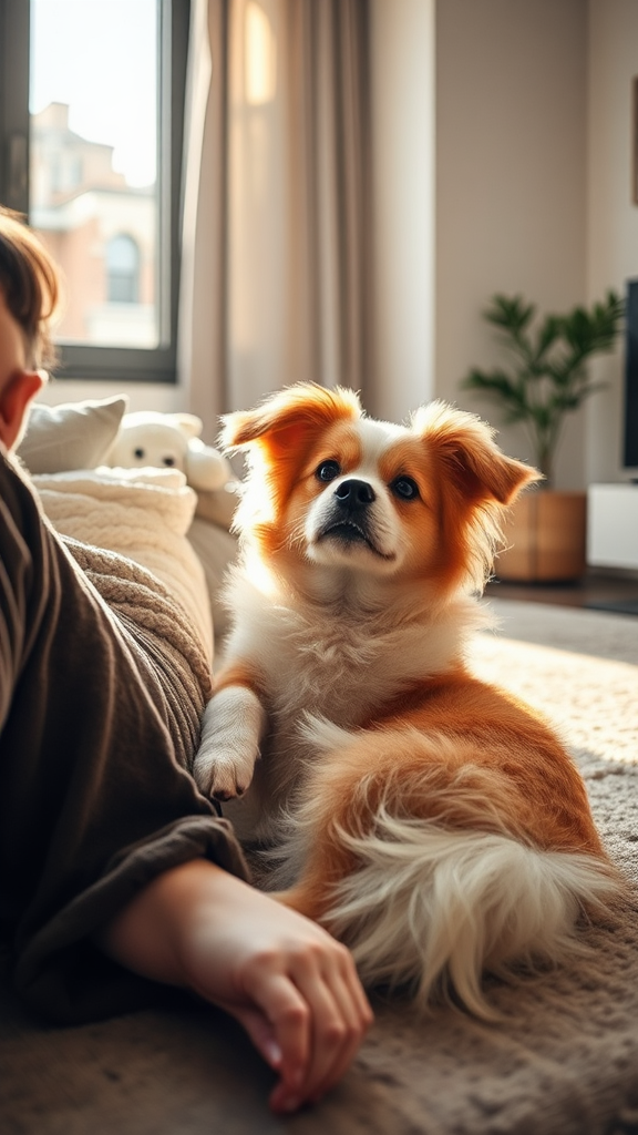 A Cute Dog and Owner in Modern Apartment