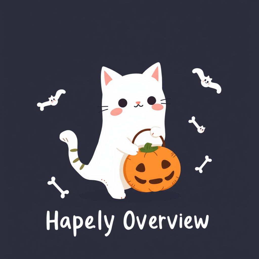 A Cute Ghost Cat on Halloween Night