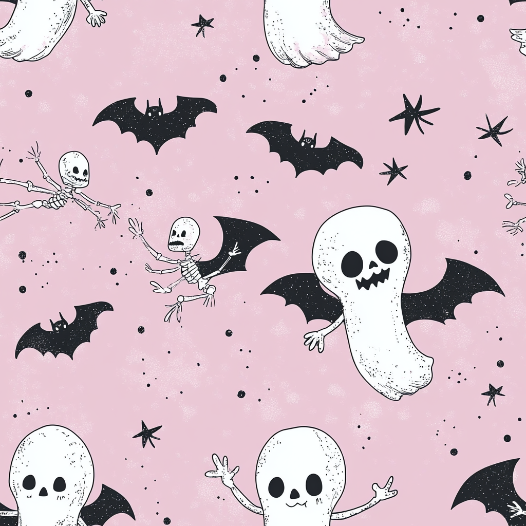 A Cute Halloween Pattern with Pink Background