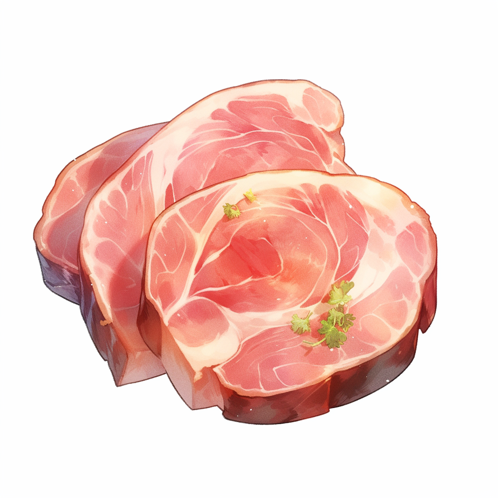 A Cute Ham Slicing Food in 3D