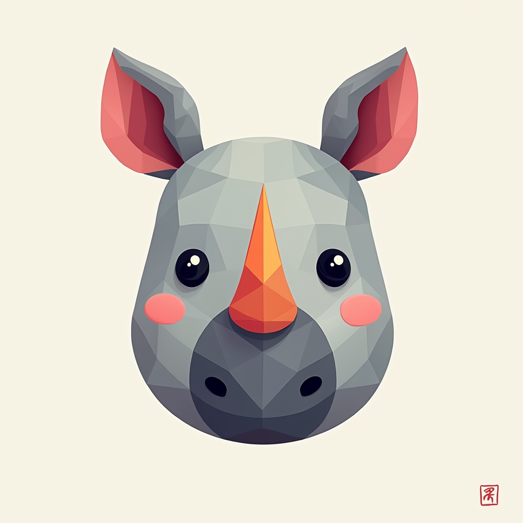 A Cute Pastel-Colored Rhino Face Design