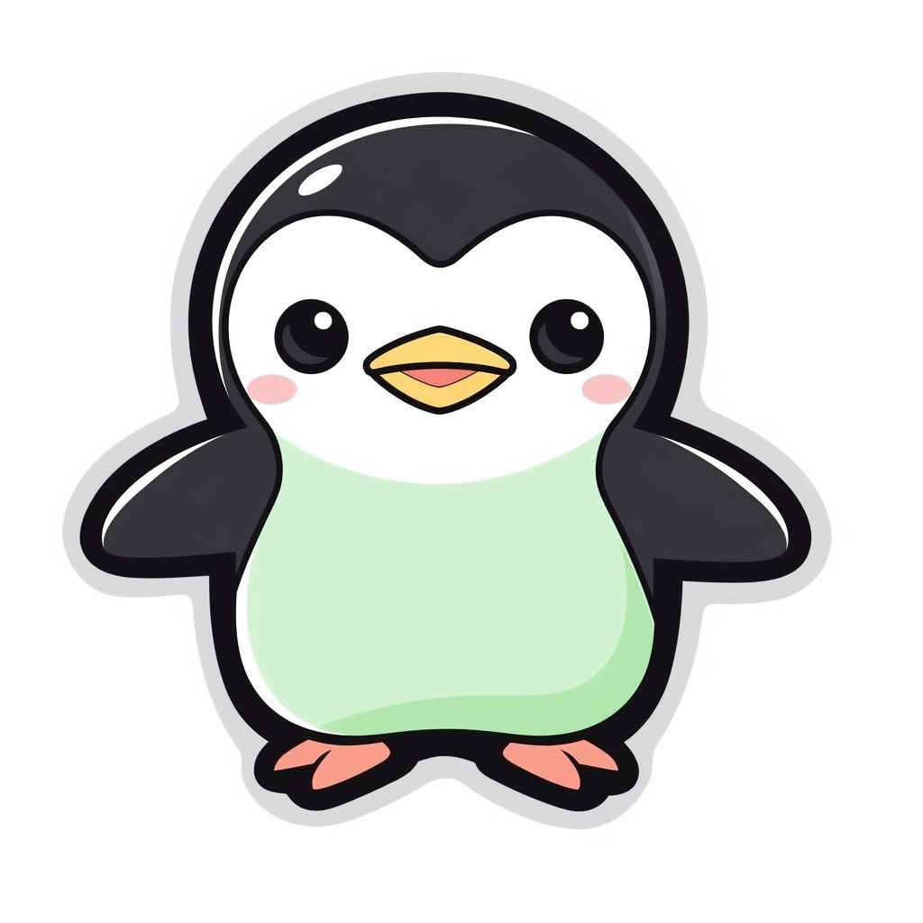 A Cute Smiling Penguin Sticker in Green