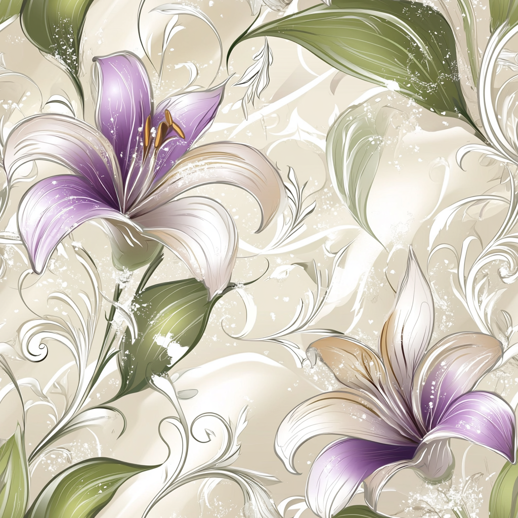 A Delicate Lily Floral Tile Design