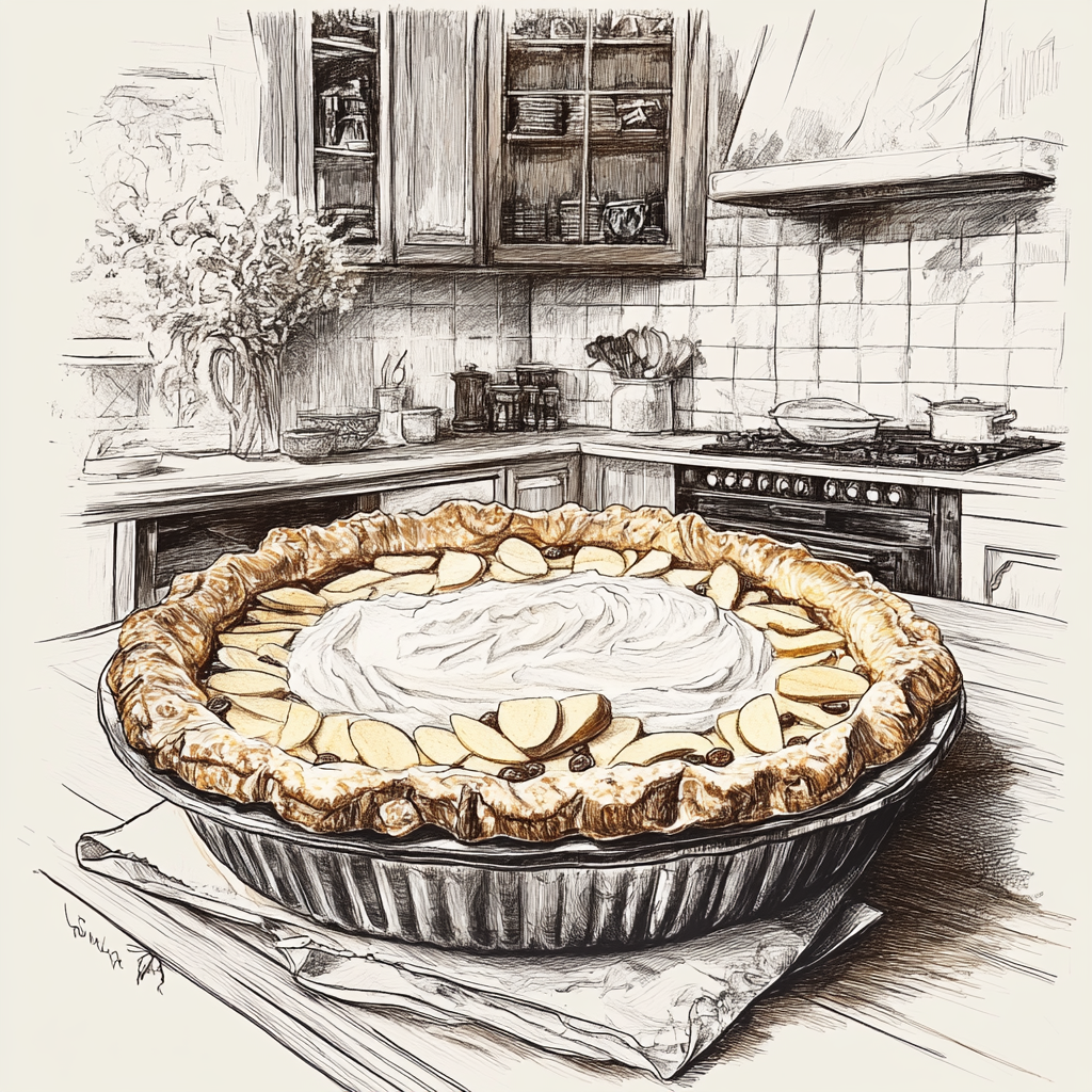 A Delicious Homemade Apple Pie in a French Kitchen