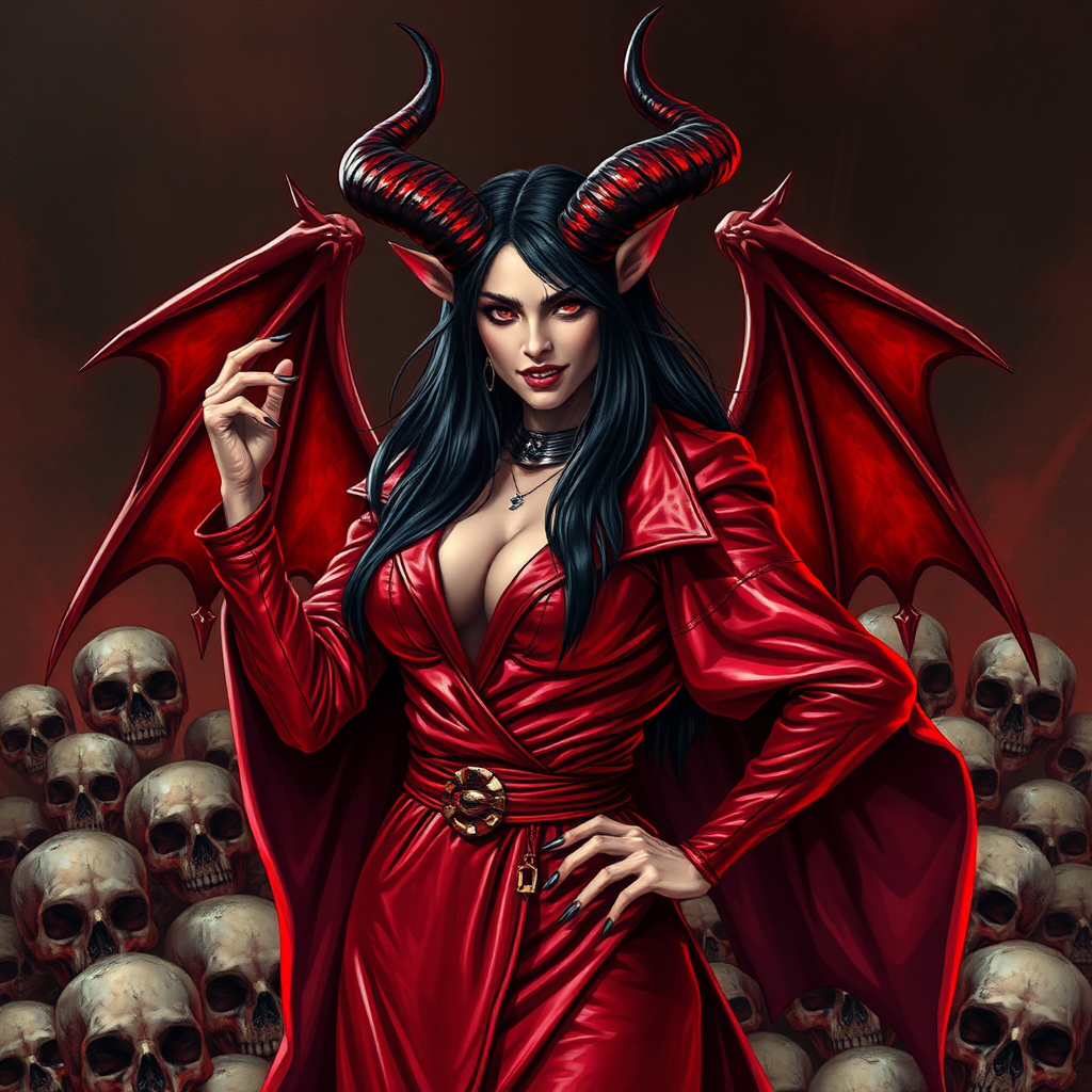 A Demonic Queen of Hell with Skulls.