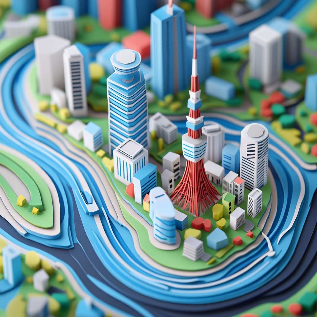 A Detailed 3D Topographic Map of Downtown Tokyo