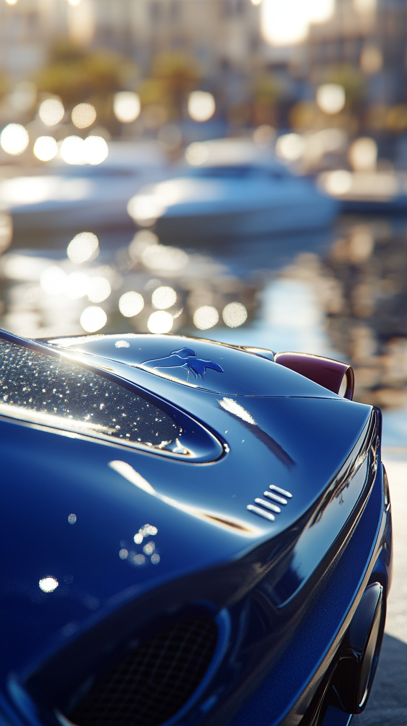 A Detailed Blue Ferrari 458 Spider at Marina