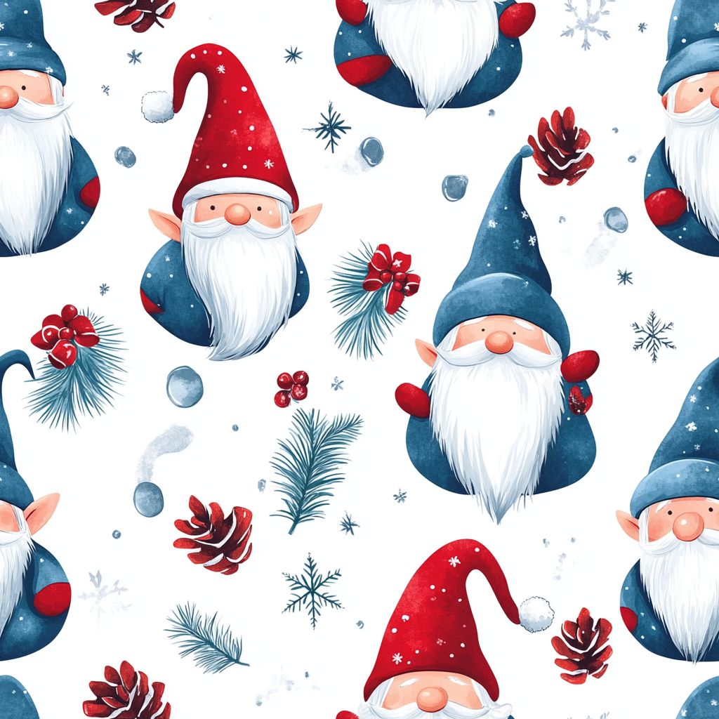 A Detailed Christmas Gnomes Background Tile Pattern