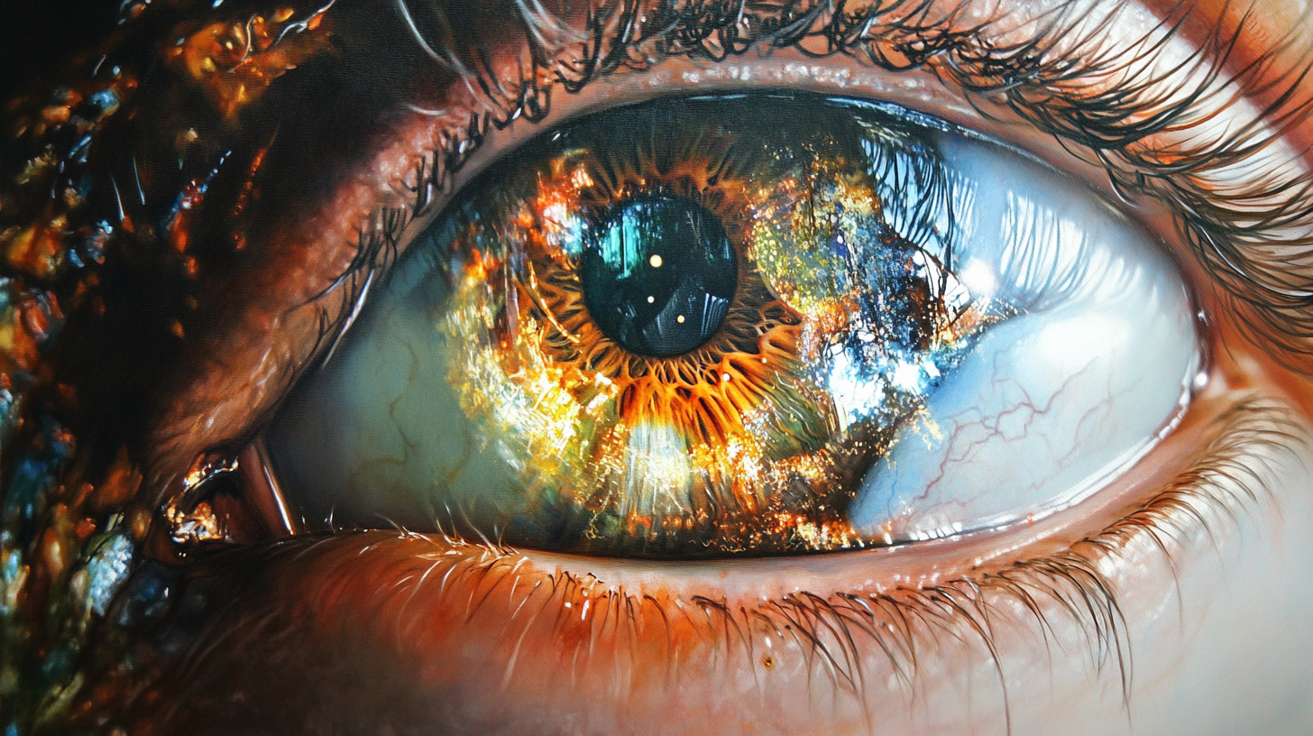 A Detailed Realistic Human Eye with Cosmic Reflections