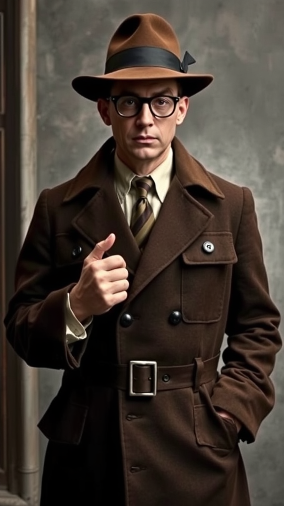 A Detective in a 1950s Costume